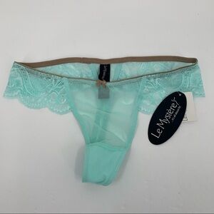 Le Mystere Isabella thong panty underwear blue taupe green new Small